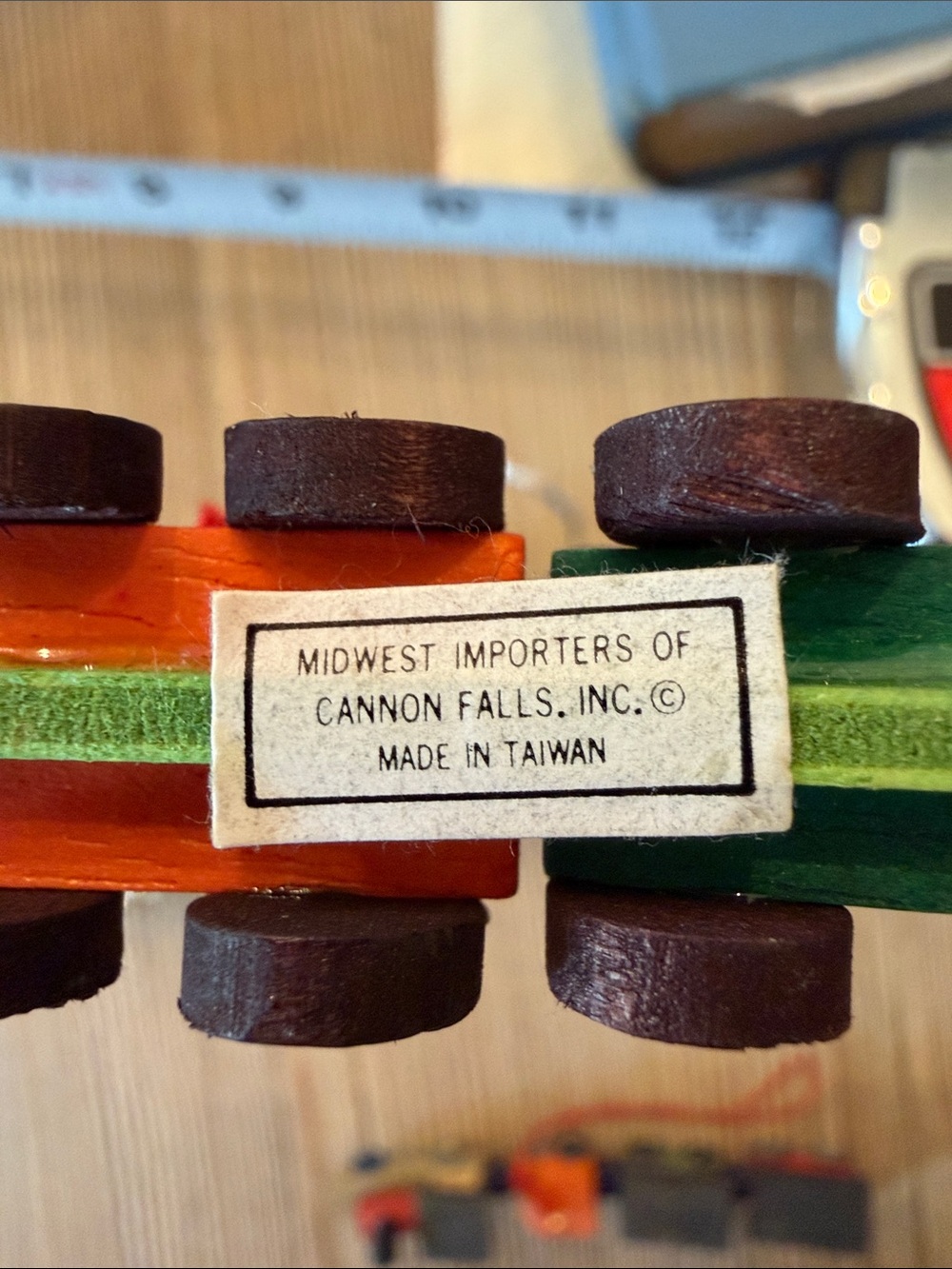 Vintage Wood Christmas Ornaments Midwest Taiwan Trains Set of 4 - Picture 7 of 8